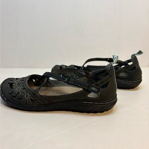 JBU Black Floral Cutout Mary Jane Flats